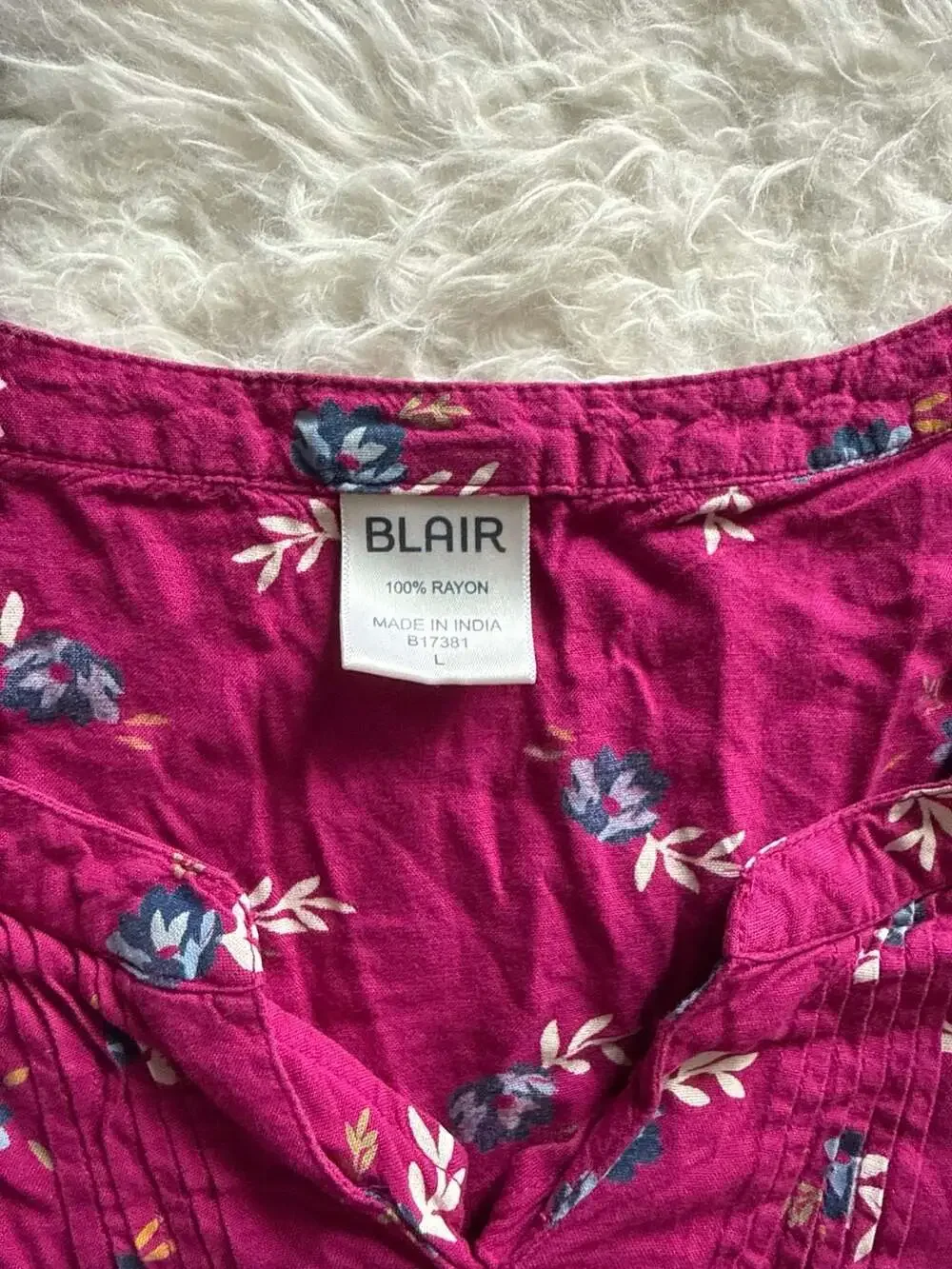 Blair‎ Women's Pink Floral Pleated Rayon Peasant Tunic Blouse